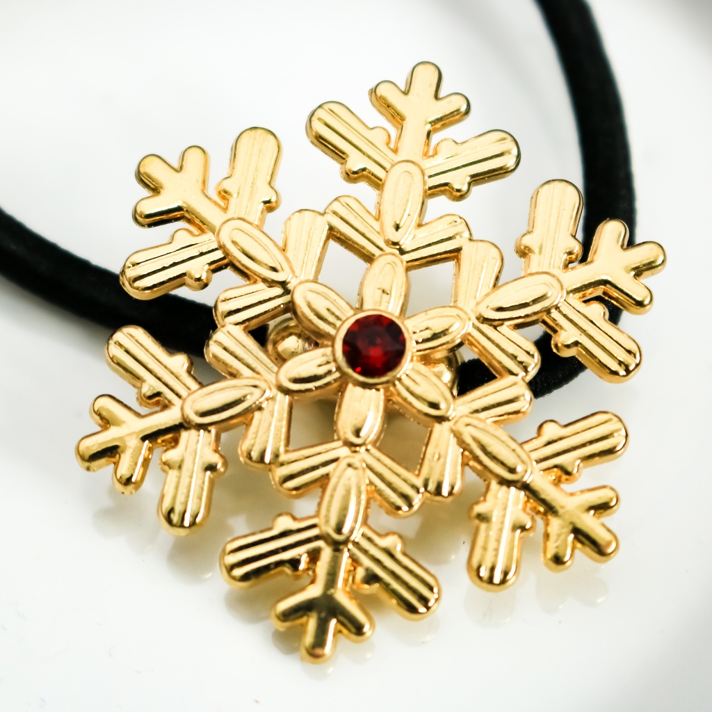 【Color Snow - 彩り結晶のヘアジュエリー】雪の結晶ヘアゴム ゴールド金具 選べるカラー9種類