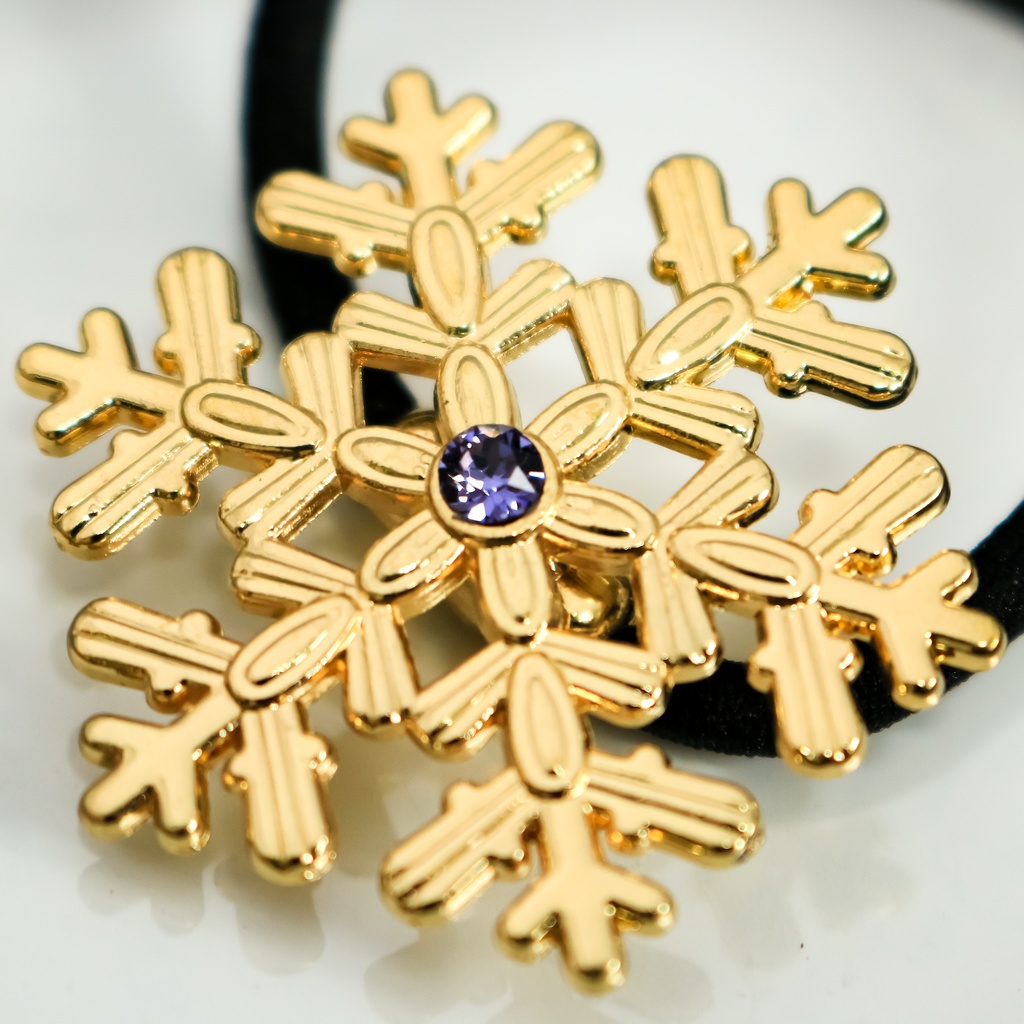 【Color Snow - 彩り結晶のヘアジュエリー】雪の結晶ヘアゴム ゴールド金具 選べるカラー9種類