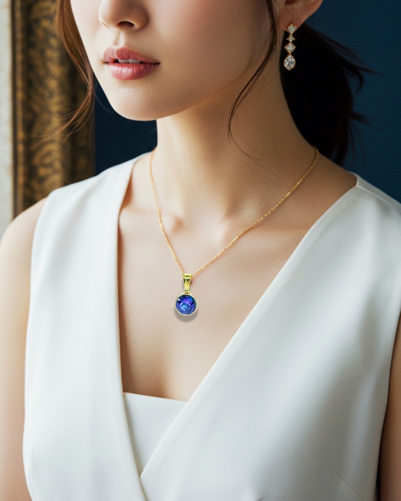 【献身の花影】クリスタルガラスのネックレス ヘリオトロープ(菫)*金具の色が選べます