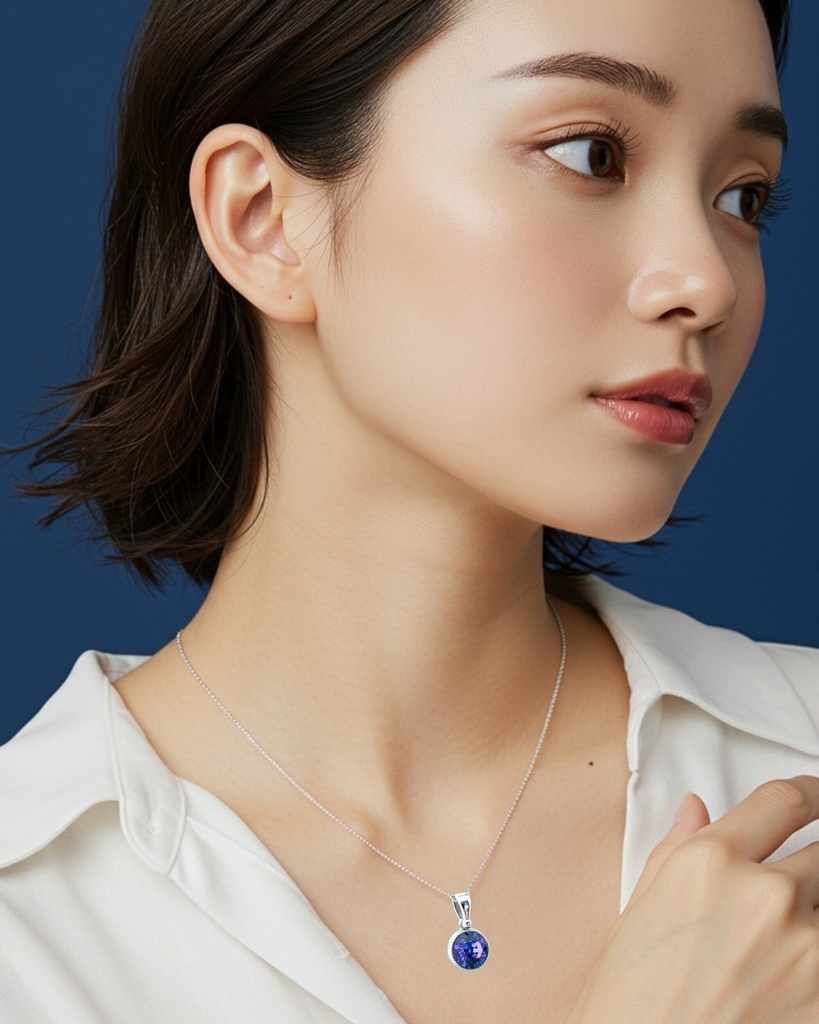 【献身の花影】クリスタルガラスのネックレス ヘリオトロープ(菫)*金具の色が選べます