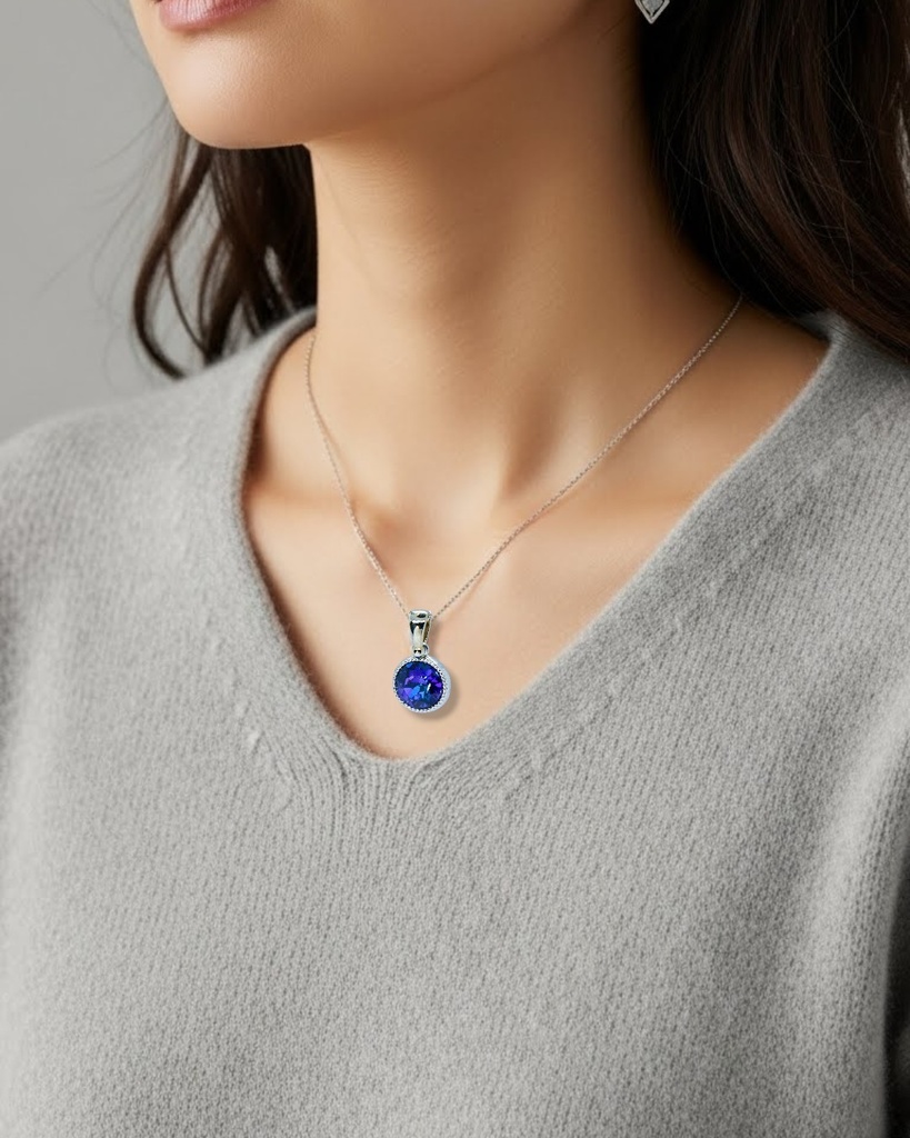 【献身の花影】クリスタルガラスのネックレス ヘリオトロープ(菫)*金具の色が選べます