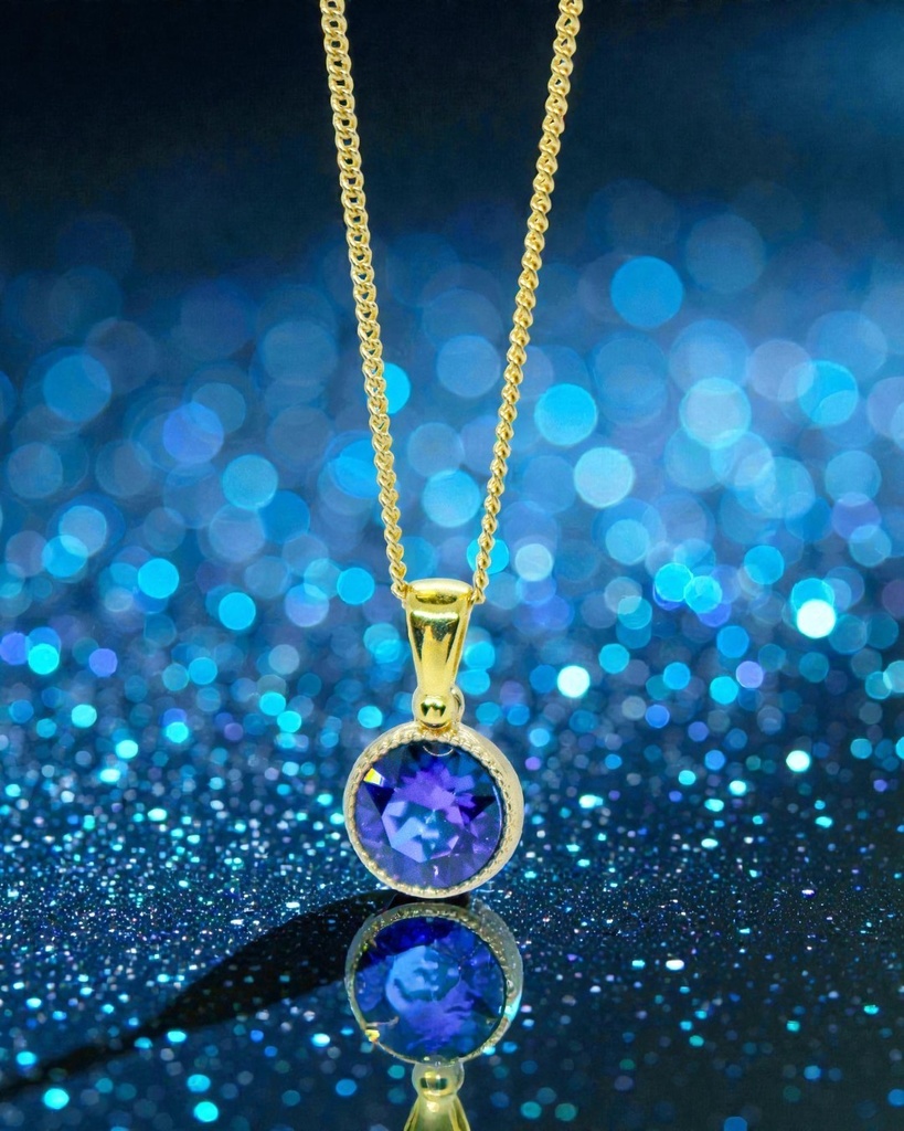 【献身の花影】クリスタルガラスのネックレス ヘリオトロープ(菫)*金具の色が選べます