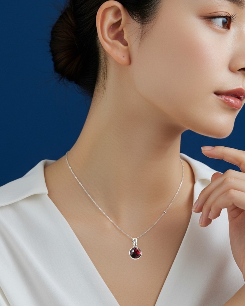 【紅のしずく — Autumn Whisper】シンプルなクリスタルガラスのネックレス シャム 金具の色が選べます