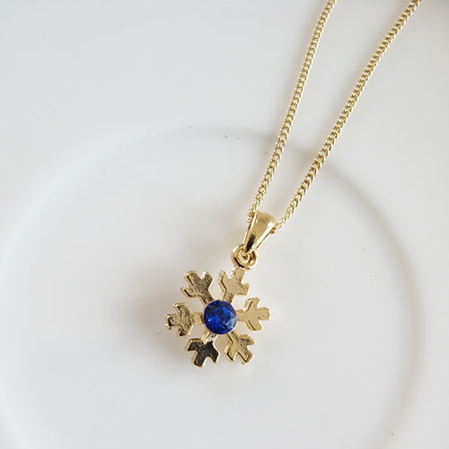 雪の結晶ネックレス マジェスティックブルー 選べる金具色