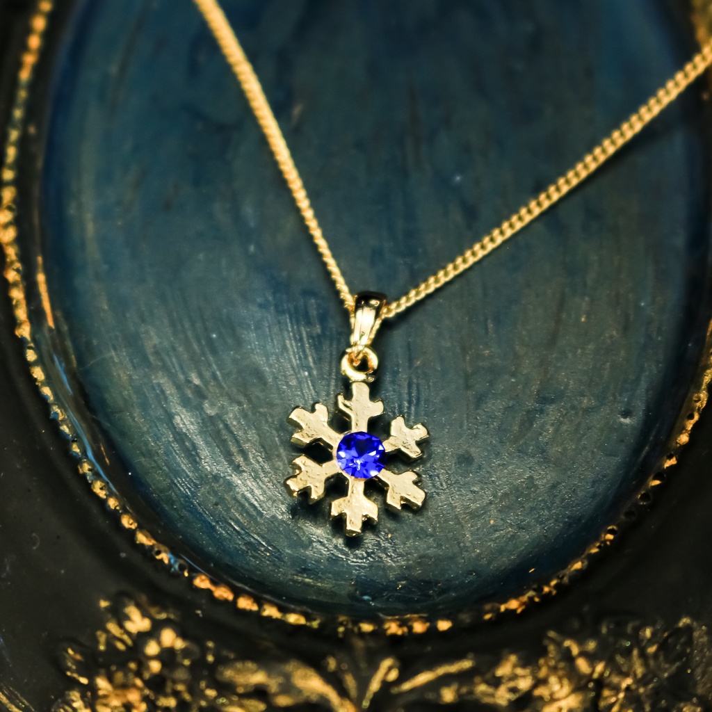 雪の結晶ネックレス マジェスティックブルー 選べる金具色