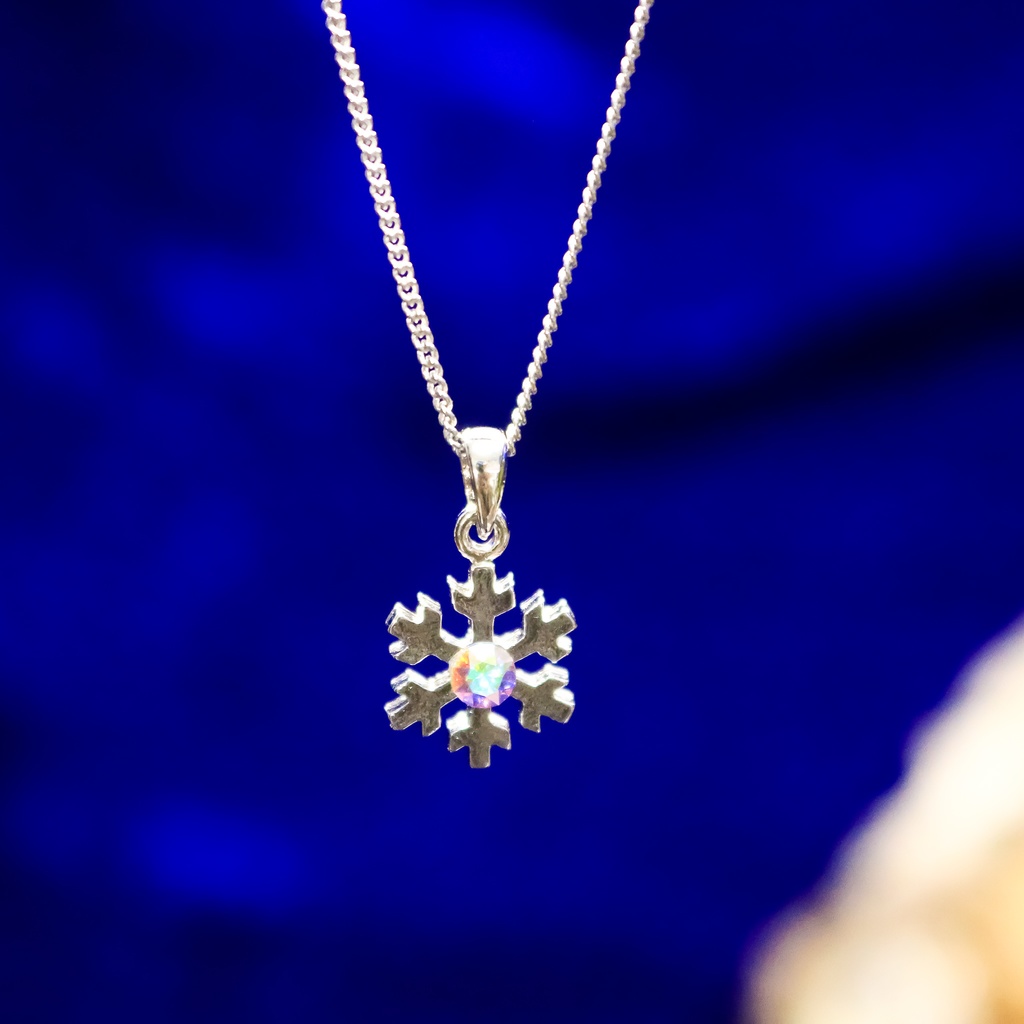 雪の結晶ネックレス クリスタルオーロラ 金具の色が選べます