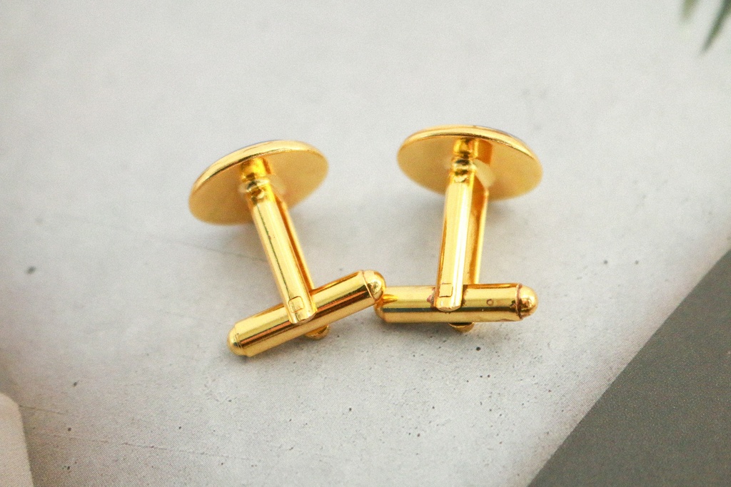 白昼夢のカフスボタン ブルー×ホワイトメタル 金具の色が選べます