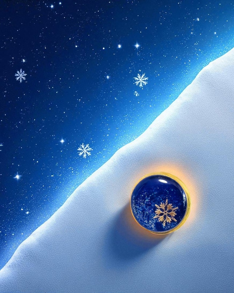 深夜の雪のカフスボタン ロイヤルブルー×ブルーラメ ゴールド金具