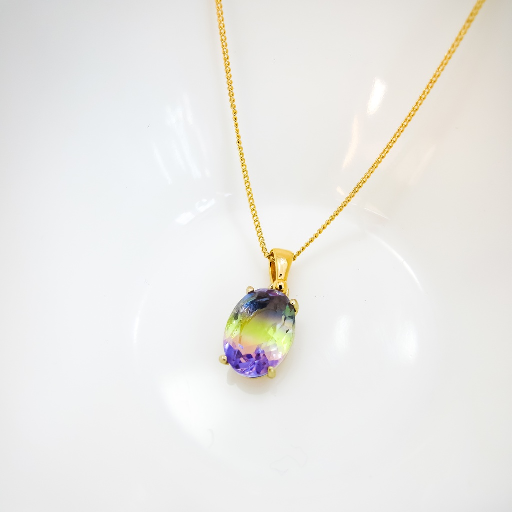 Blooming Prism - 春のプリズムネックレス パープル×イエロー 16kgp使用