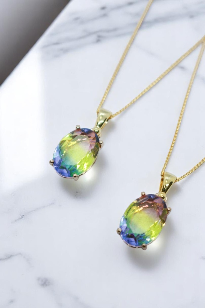 Blooming Prism - 春のプリズムネックレス パープル×イエロー 16kgp使用