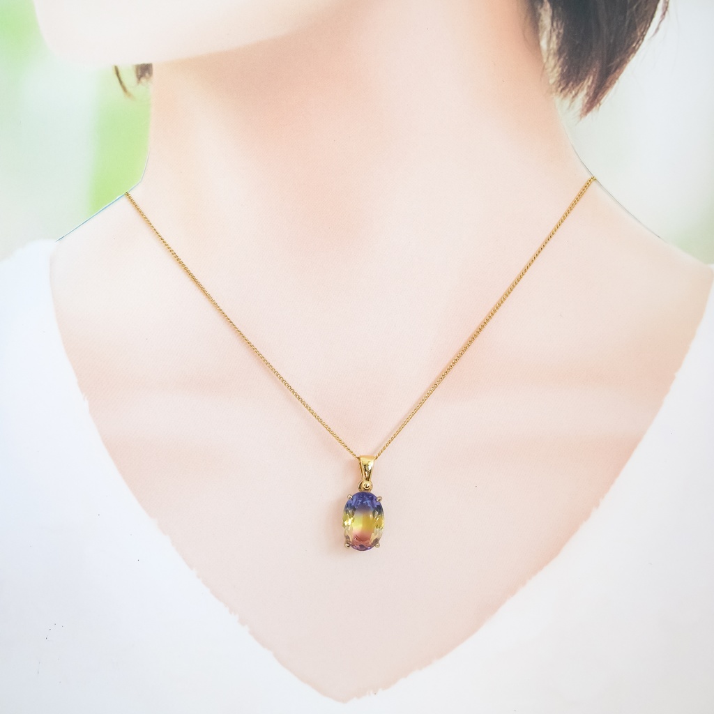 Blooming Prism - 春のプリズムネックレス パープル×イエロー 16kgp使用