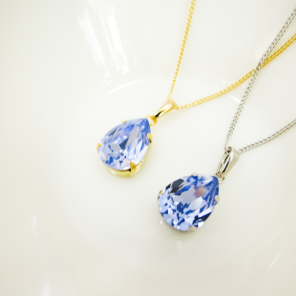 しずくサイズのスワロフスキーネックレス プロバンスラベンダー*金具の色が選べます