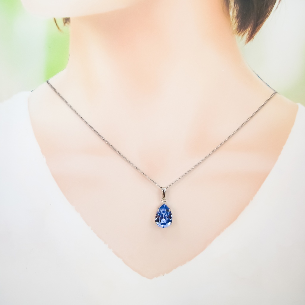 しずくサイズのスワロフスキーネックレス プロバンスラベンダー*金具の色が選べます