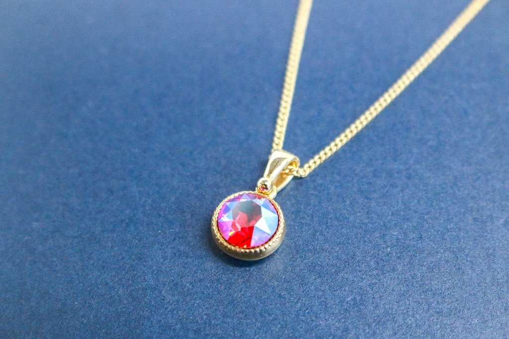 *シンプルなまるいクリスタルガラスのネックレス ライトシャム シマー* 金具の色が選べます