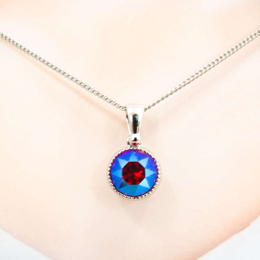 *シンプルなまるいクリスタルガラスのネックレス ライトシャム シマー* 金具の色が選べます