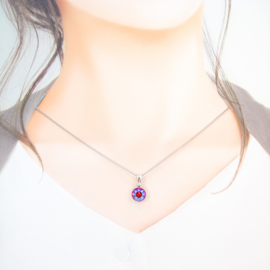 *シンプルなまるいクリスタルガラスのネックレス ライトシャム シマー* 金具の色が選べます