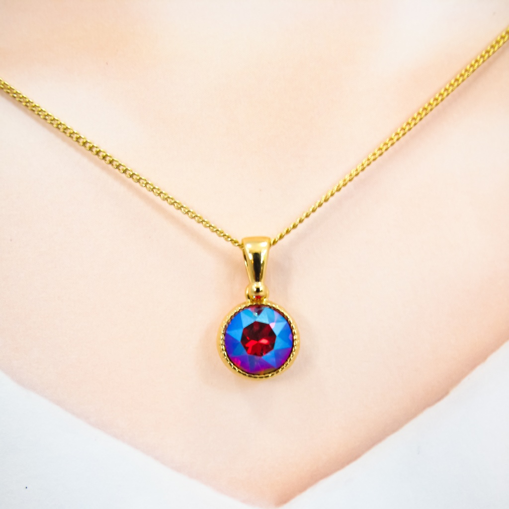 *シンプルなまるいクリスタルガラスのネックレス ライトシャム シマー* 金具の色が選べます