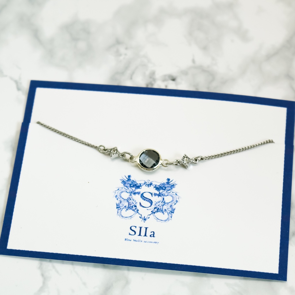 クリスタルガラスのブレスレット ブラッドダイヤカラー シルバー金具