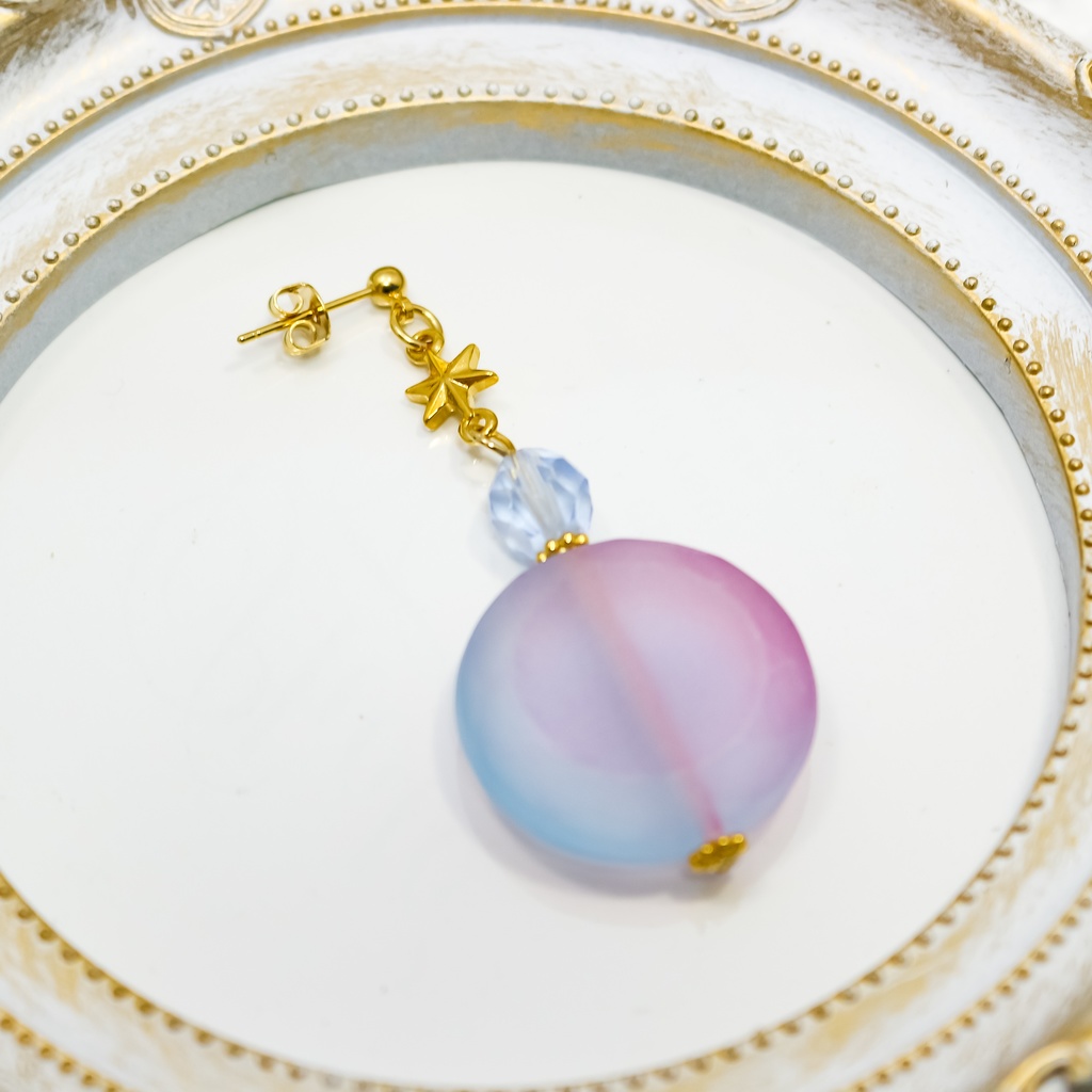キャンディカラーのStar Piace ピンク×スカイブルー イヤリング変更可能