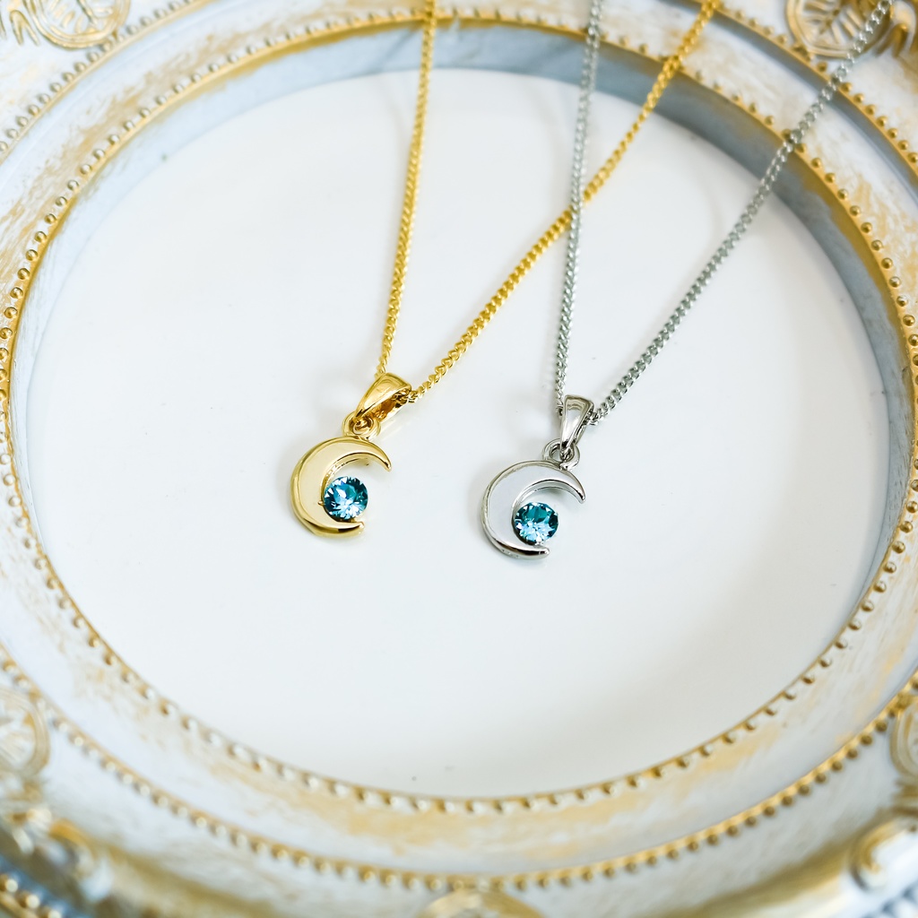 クリスタルムーンのネックレス ライトーターコイズ 金具の色が選べます