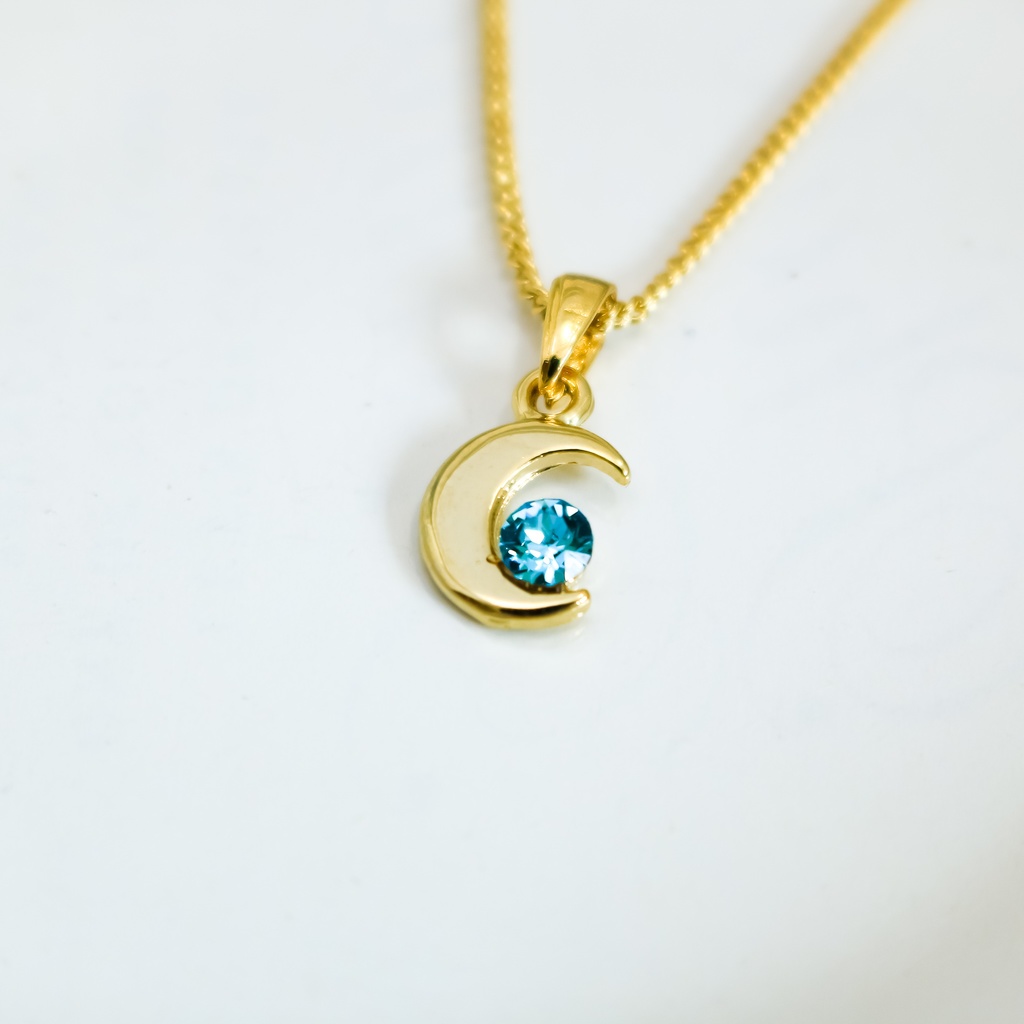 クリスタルムーンのネックレス ライトーターコイズ 金具の色が選べます