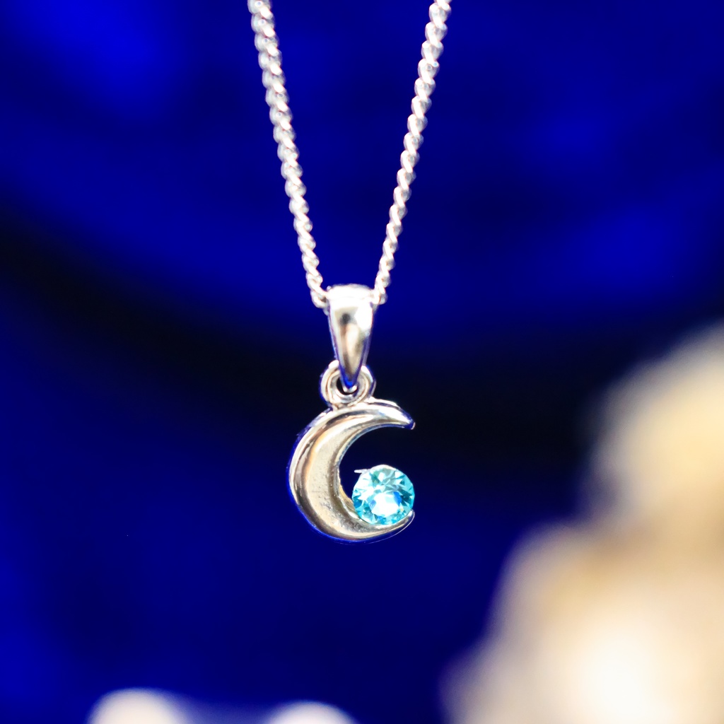 クリスタルムーンのネックレス ライトーターコイズ 金具の色が選べます