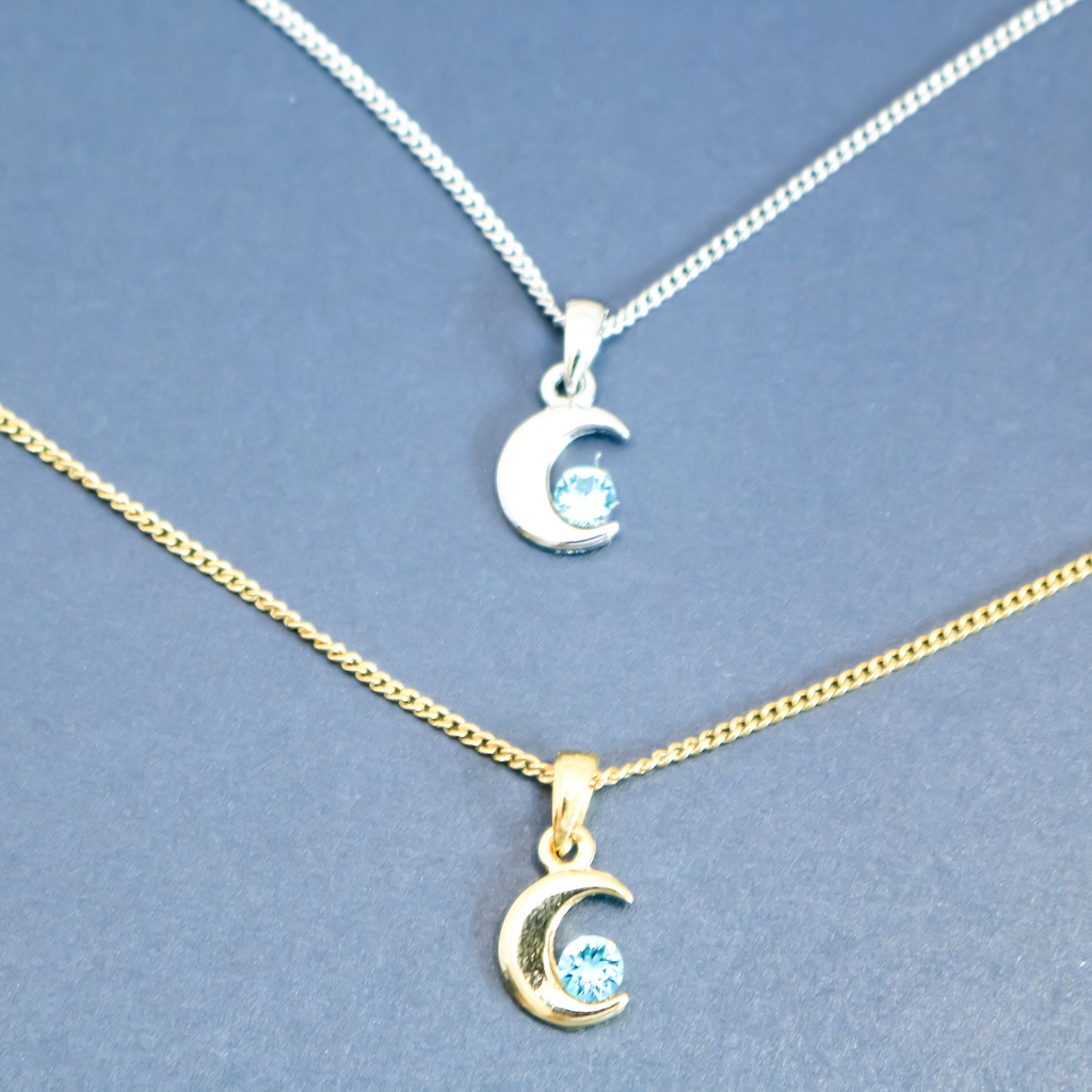 クリスタルムーンのネックレス ライトーターコイズ 金具の色が選べます