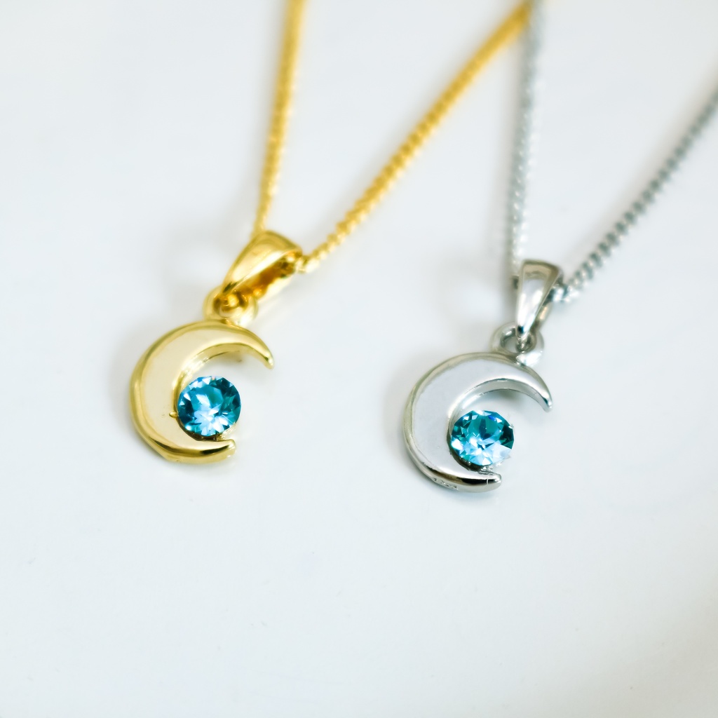 クリスタルムーンのネックレス ライトーターコイズ 金具の色が選べます
