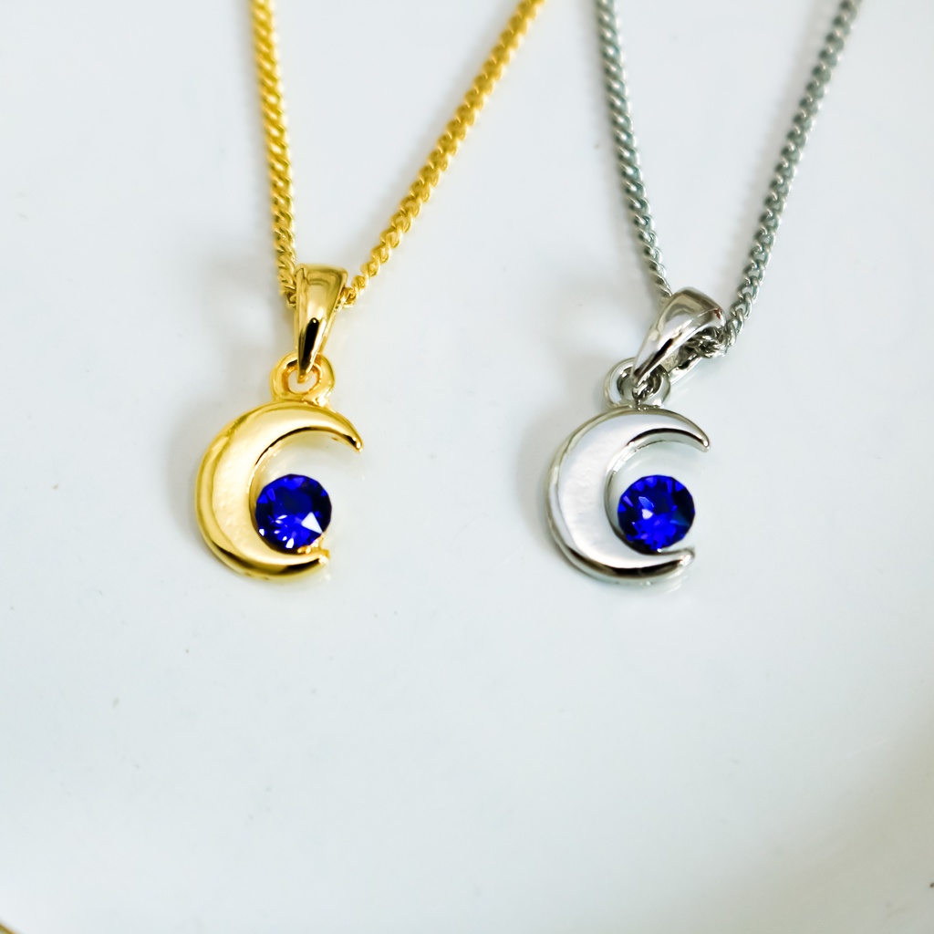 クリスタルムーンのネックレス マジェスティックブルー 金具の色が選べます