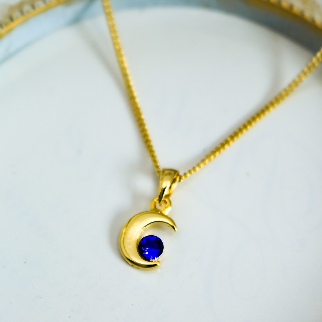 クリスタルムーンのネックレス マジェスティックブルー 金具の色が選べます