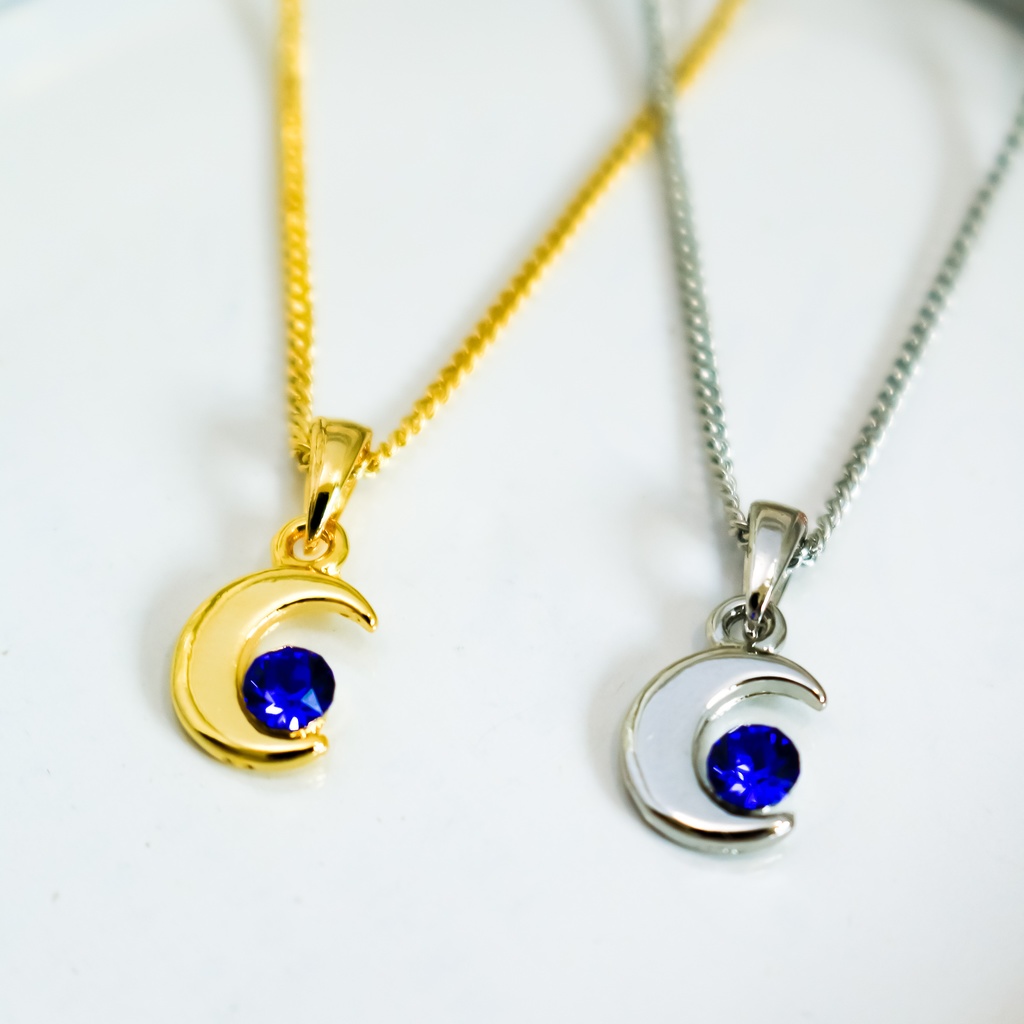 クリスタルムーンのネックレス マジェスティックブルー 金具の色が選べます