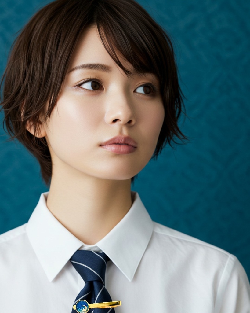 女性用ネクタイピン 青い月 オーシャンブルー×シャンパンゴールド ゴールド金具