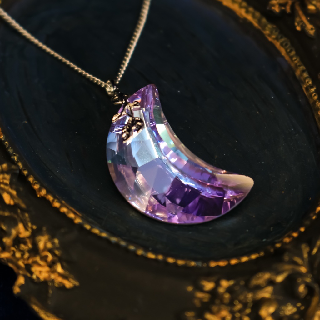 クリスタルラベンダームーンのネックレス 金具の色が選べます