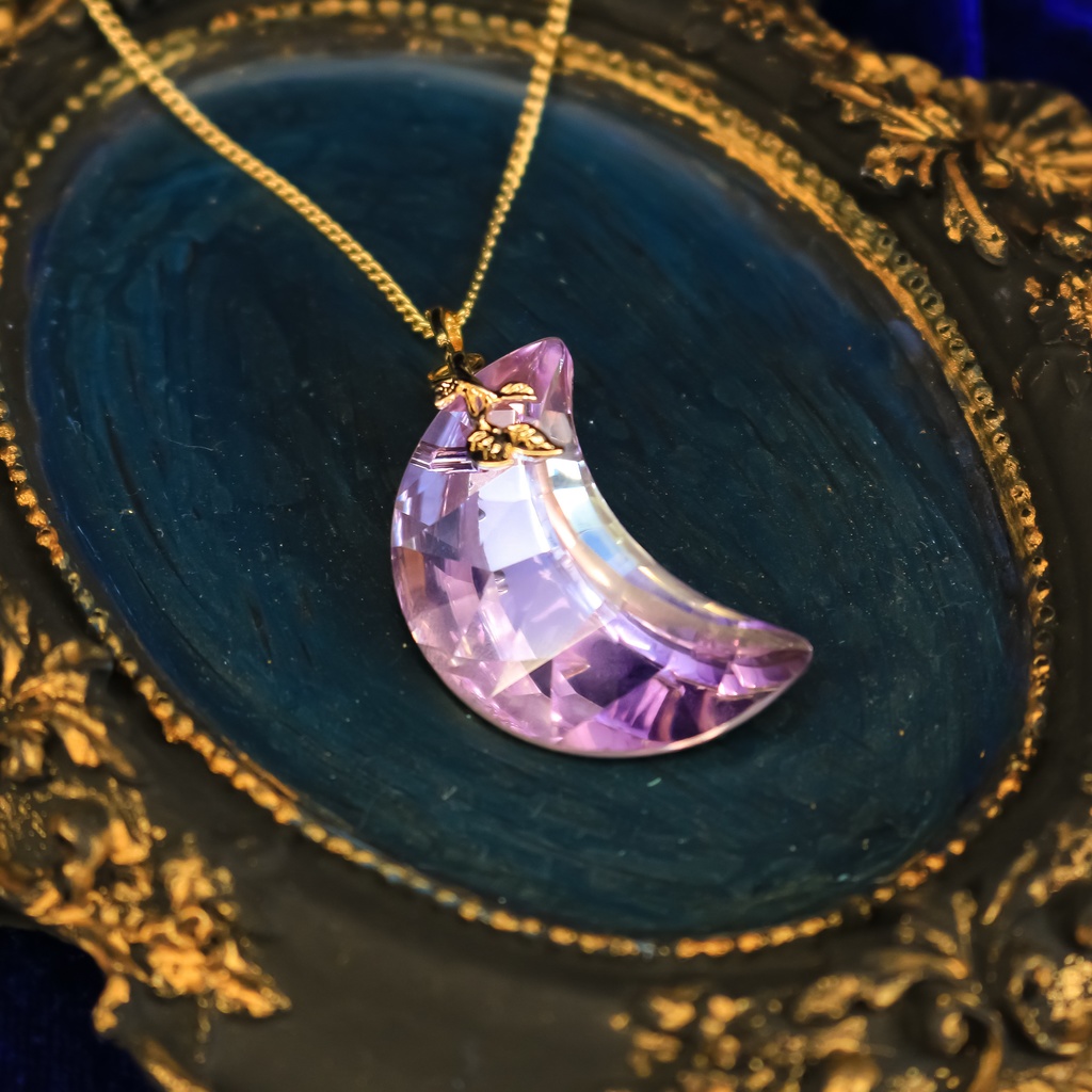 クリスタルラベンダームーンのネックレス 金具の色が選べます