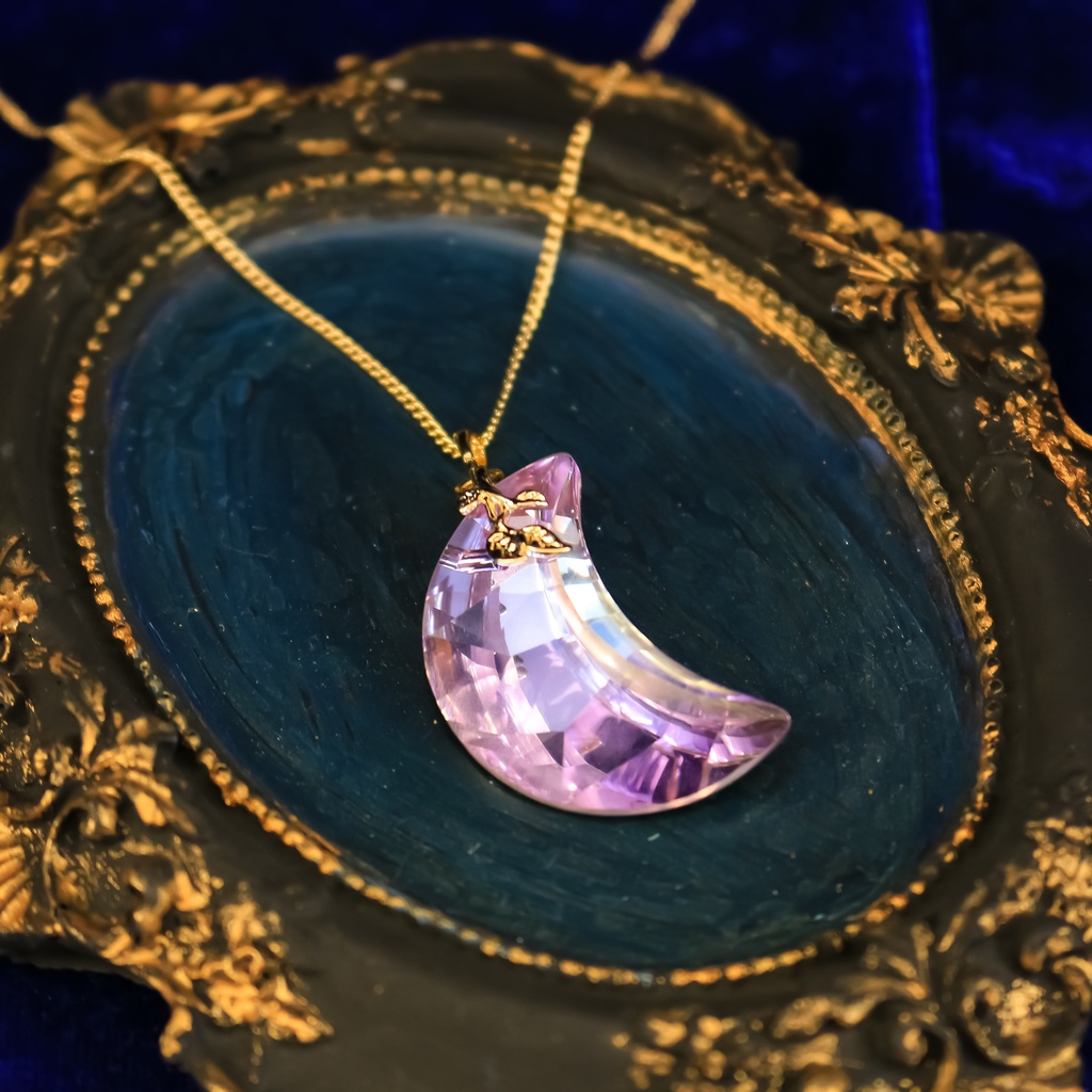 クリスタルラベンダームーンのネックレス 金具の色が選べます