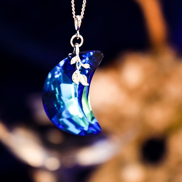 クリスタルーブルームーンのネックレス 金具の色が選べます