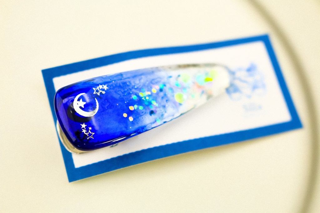 シルバームーンのヘアクリップ オーシャンブルー シルバー金具