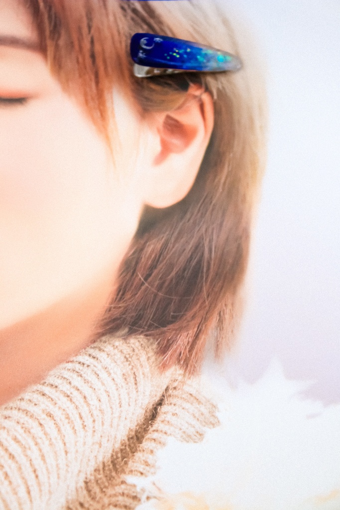 シルバームーンのヘアクリップ オーシャンブルー シルバー金具