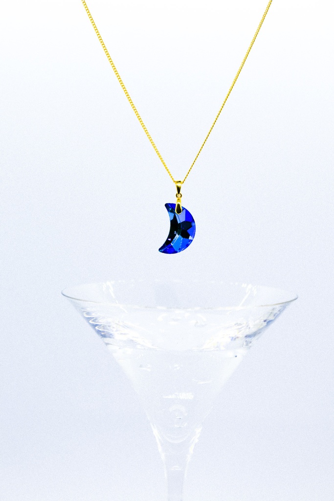 クリスタルガラスのBlue Moon　金具の色が選べます