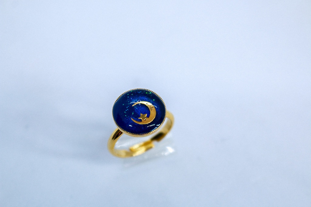 三日月夜のRing(フリー) ネイビー×オーシャンブルー 金具の色が選べます