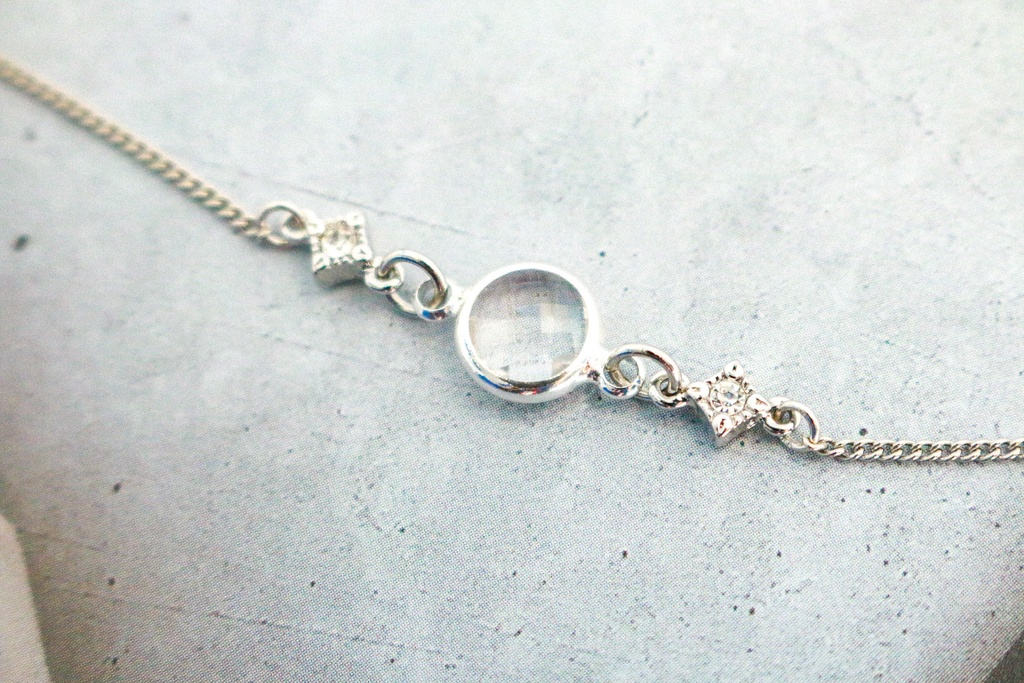 クリスタルガラスのブレスレット クリア シルバー金具