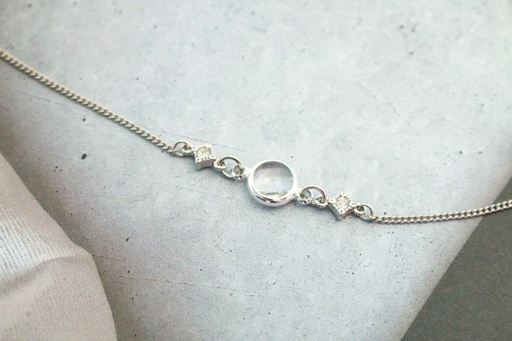 クリスタルガラスのブレスレット クリア シルバー金具