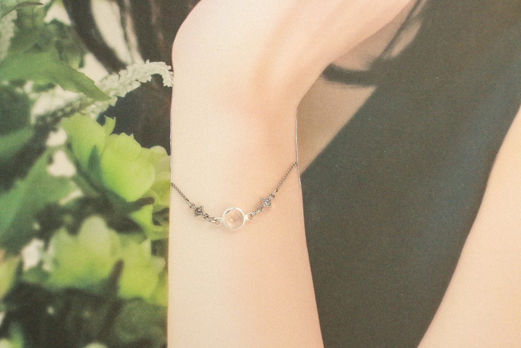 クリスタルガラスのブレスレット クリア シルバー金具