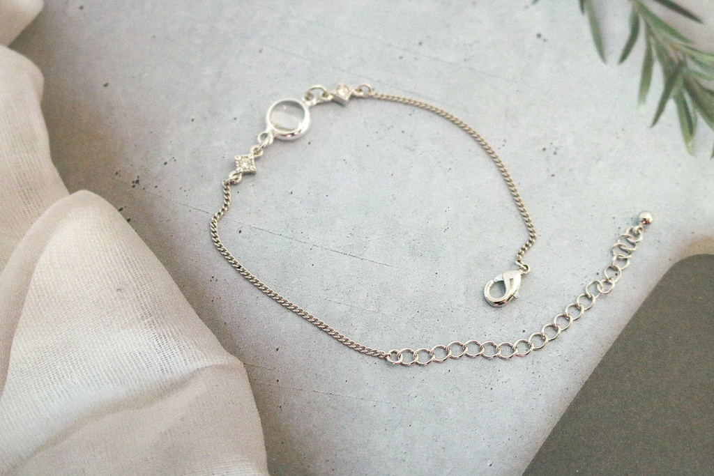 クリスタルガラスのブレスレット クリア シルバー金具