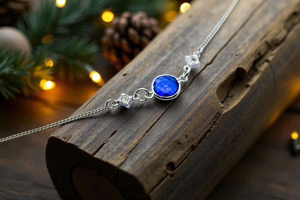 クリスタルガラスのブレスレット マジェスティックブルー シルバー金具