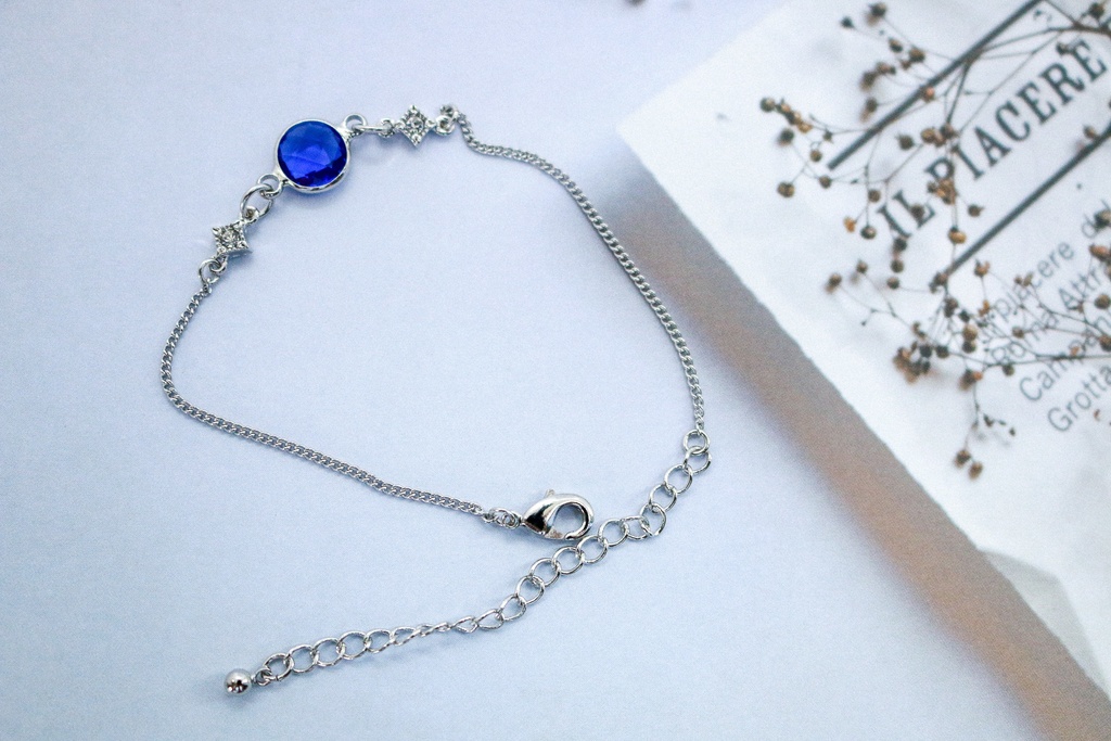 クリスタルガラスのブレスレット マジェスティックブルー シルバー金具