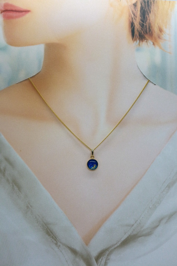 流れ星のネックレス オーシャンブルー×シャンパンゴールド ゴールド金具