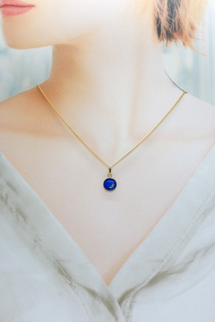 流れ星のネックレス シアン×シアンラメ 金具の色が選べます