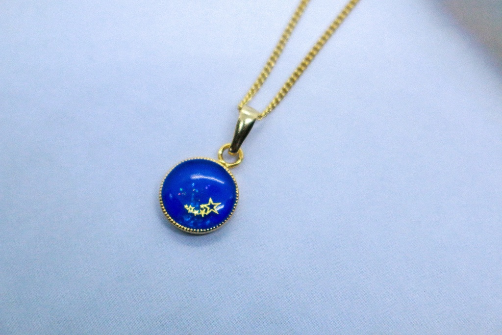 流れ星のネックレス シアン×シアンラメ 金具の色が選べます