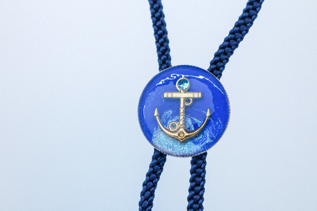 すっきりアンカーのループタイ ブルー×オーロラ ゴールド金具